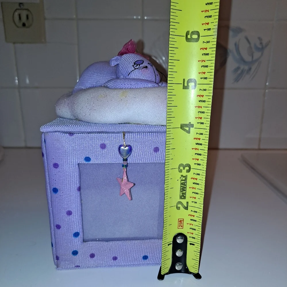 Cat cloud photo jewelry box picture container purple organizer keepsake decor